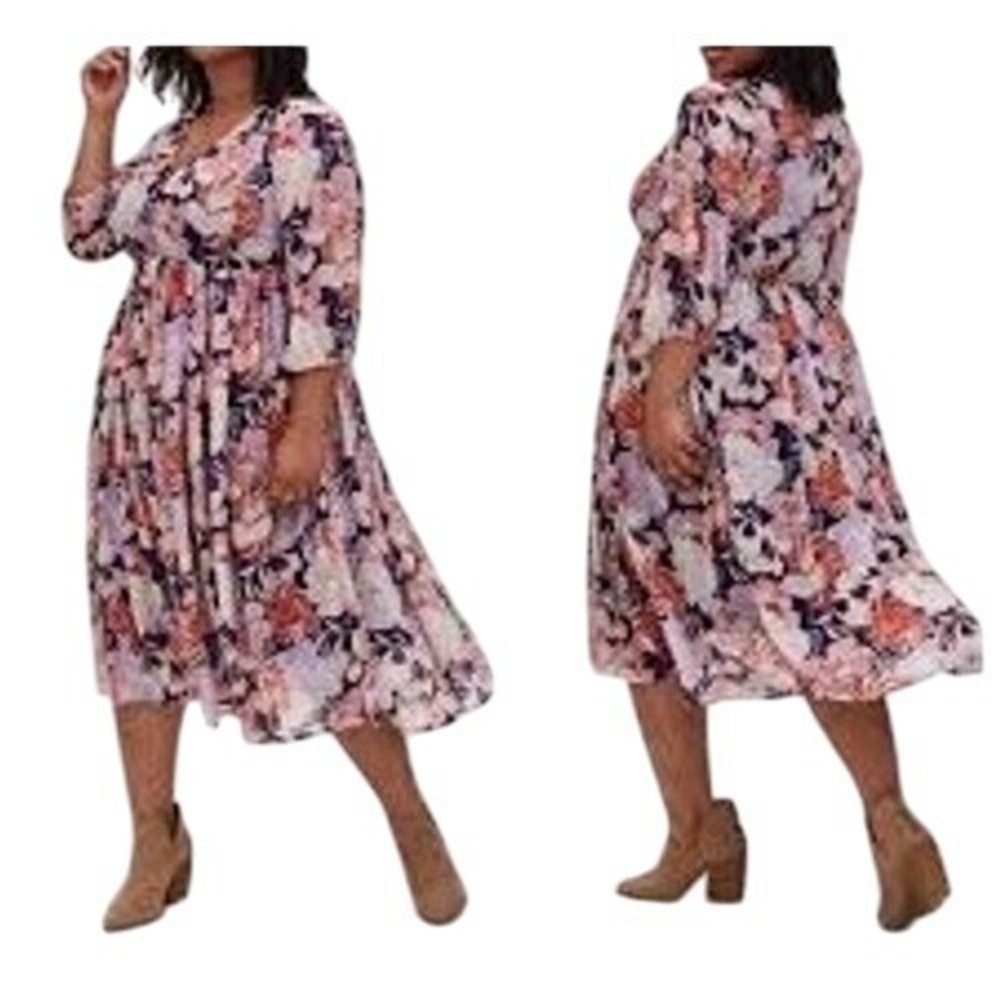 Torrid Floral Clip Dot Midi Dress‎ 2X NWT